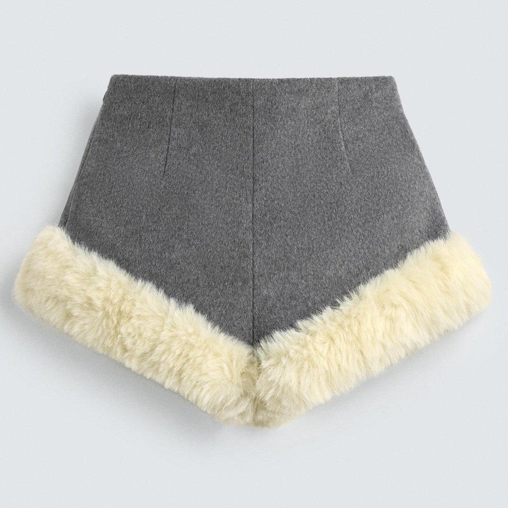 Zara x Disney FAUX FUR SHORTS HARRY LAMBERT NWT🩶 - Picture 3 of 5